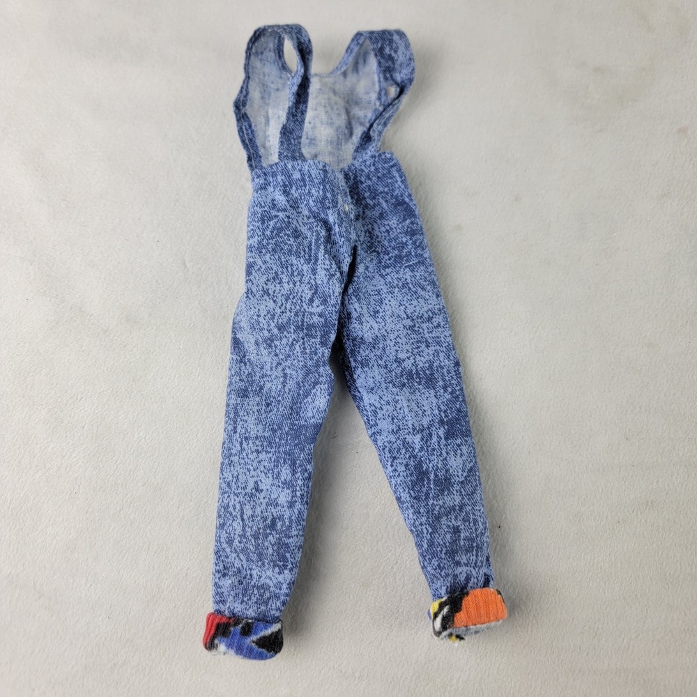 Vintage Barbie Clothes Fashionista Blue Bibs Overalls 80s Cloth Accessory - Picture 2 of 2